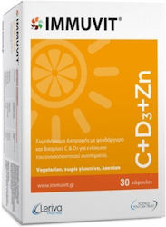 Leriva Pharma Immuvit C+D3+Zn Vitamin für das Immunsystem 30 Mützen