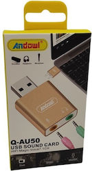 Andowl Q-AU50 External USB 7.1 Sound Card Silver