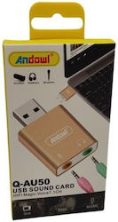 Andowl Q-AU50 Εξωτερική USB Κάρτα Ήχου 7.1 σε Ασημί χρώμα