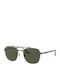 Ray Ban Unisex Sunglasses With Silver Metallic Frame And Green Lens