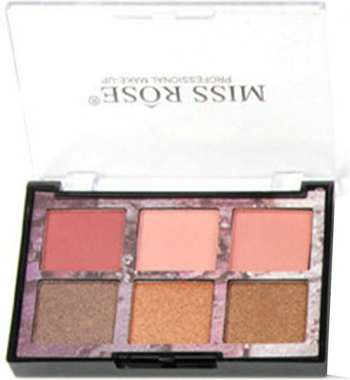 Miss Rose 6 Colour Transparent Palette with Eye Shadows in Pressed Powder Form 250g