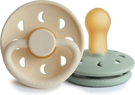 Frigg Moon Pacifiers Rubber with Case CreamSage for 6-18 months 2pcs