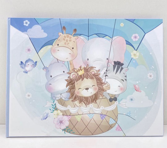 Riniotis Animals in Hot Air Balloon Cardboard Guest Book Animals in Hot Air Balloon