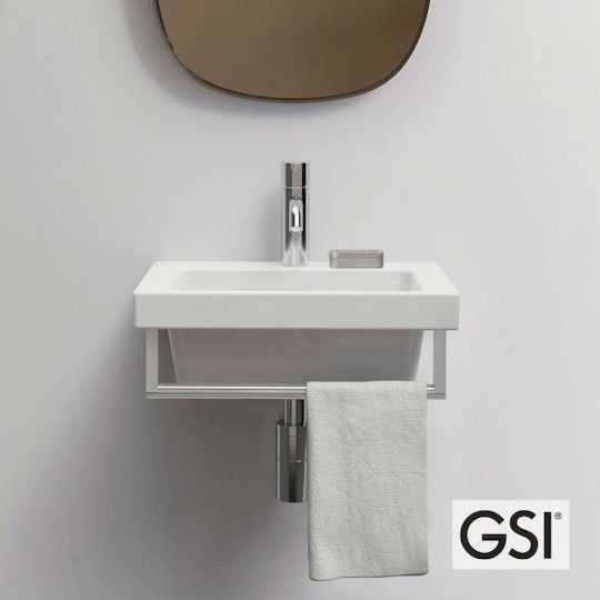 GSI Norm Wall-Mounted Drop-In Porcelain Bathroom Sink 42x34x14.6cm White