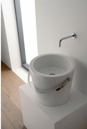Scarabeo Bucket Επικαθήμενος Νιπτήρας Πορσελάνης 40.5x40.5x35cm Λευκός