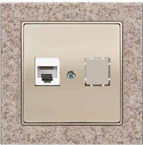 Mutlusan Elitra Plus Corian Complete Single Telephone Socket Beige 12980
