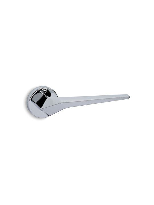 Convex Lever Front Door with Rosette Left 2405 2405ROY-L-S04S04 with Rosette Chrome