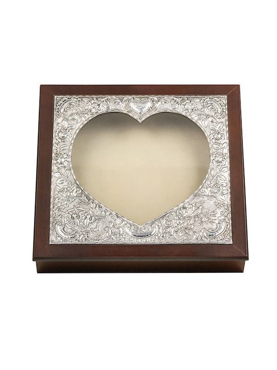 Silver Astron Tabletop Square Wedding Crown Case Brown 26.5x28.5cm