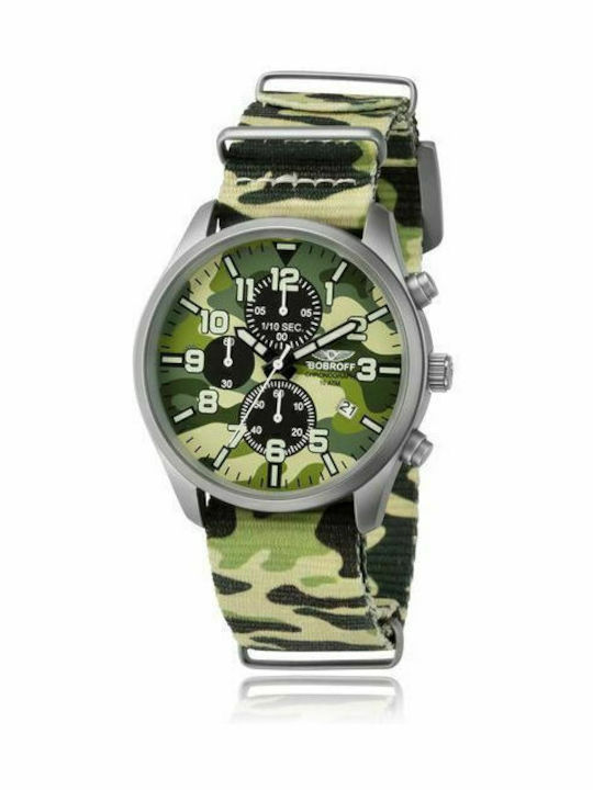 Bobroff Men's Watch 42mm Battery with Green / Green Fabric Strap
