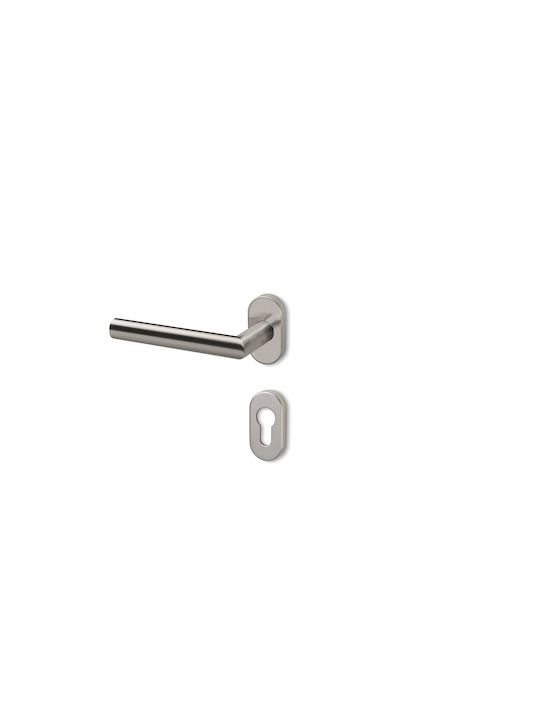 Conset Lever Front Door with Rosette Left Nickel