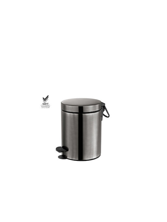 Sanco Metallic Toilet Bin with Soft Close Lid 5lt Gun Metal Brushed