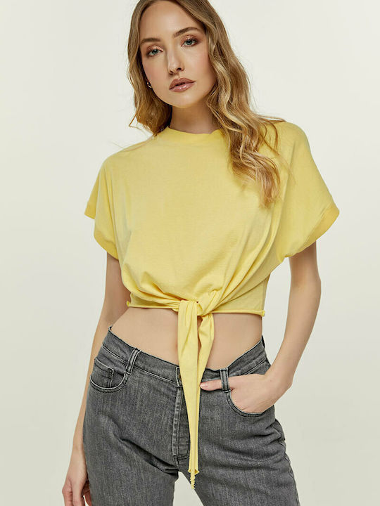 Edward Jeans Milia Κοντομάνικο Crop Top Κίτρινο