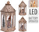 Zaros Christmas Wood Beige Battery Lantern 31x17cm