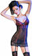 Chilirose Sexy Nightgown with Lace Chemise in Tulle and Lace with Garters Black / Red