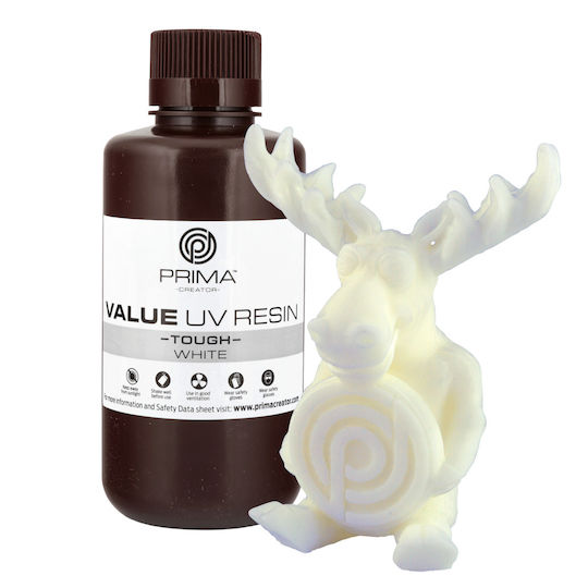 PrimaCreator Value UV / DLP Tough Rășină pentru imprimante 3D Alb 500ml (PV-RT-B405-0500-WH)