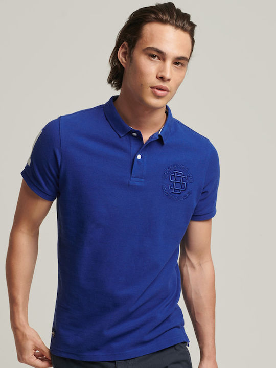 Superdry Ανδρικό T-shirt Polo Μπλε