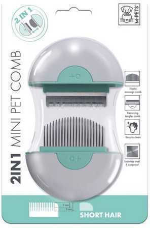 M-Pets Mini Pet Comb XSmall for Short-Haired Dogs for Coat Cleaning Green