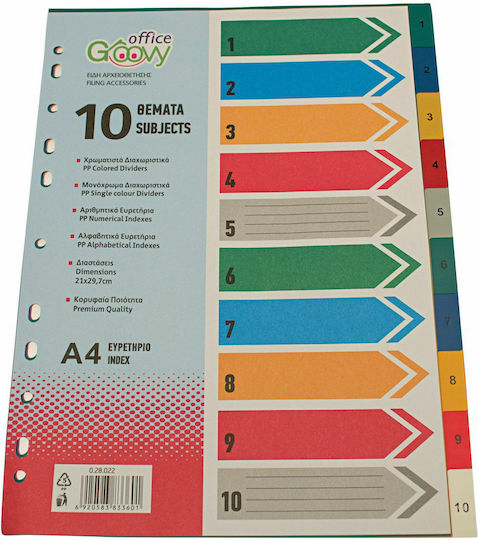 Groovy Plastic Dividers for Documents A4 10pcs Colored