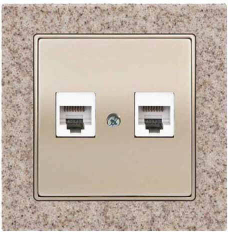 Mutlusan Elitra Plus Corian Διπλή Πρίζα Δικτύου RJ45 με Πλαίσιο σε Μπεζ Χρώμα 12987