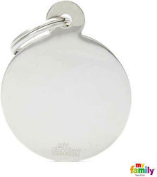 My Family Basic Dog ID Tag Circular Silver Meta...