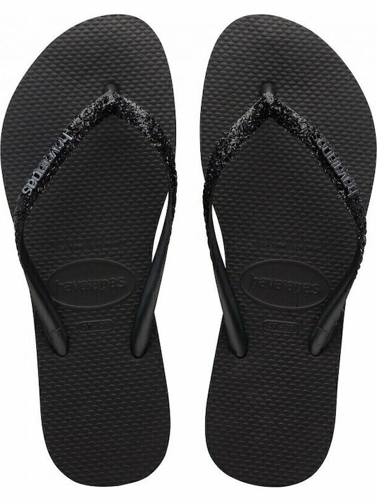 Slim Glitter II Flip Flops In Black Colour