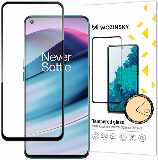 Wozinsky Super Tough Пълно лепило Закалено стъкло за цялото лице Черен (OnePlus Nord CE)