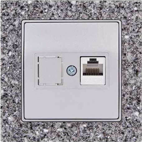 Mutlusan Elitra Plus Corian Einzeln Netzsteckdose RJ45 mit Rahmen in Gray Farbe 10986