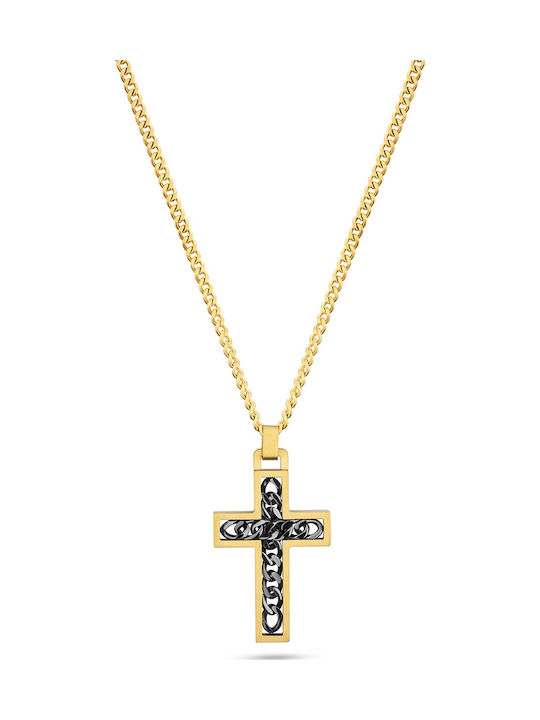 Police Men's Cross from Gold Plated Steel with ...