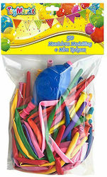 Set of 50 Balloons Multicolour with Pump