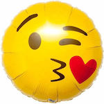Balloon Foil Valentine's Day Round Yellow Emoji Φιλί 45 Εκ 45cm