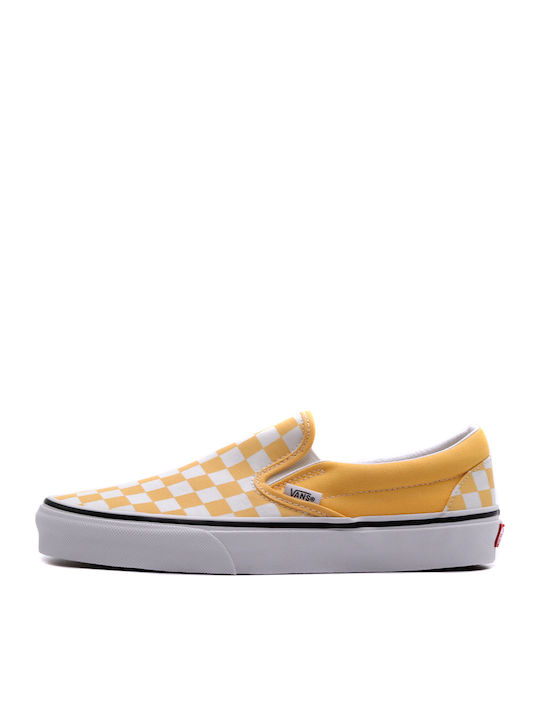 Classic Checkerboard Men's Canvas Slip-Ons Yellow