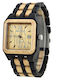 Bewell Cronus Dark Ανδρικό Ρολόι 42mm Μπαταρίας με Ξύλινο Μπρασελέ