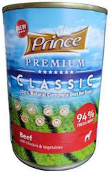 Prince Premium Classic Umedă pentru Câini Câine cu Carne de vită, Pui și Legume fără Cereale în Conservă 1 x 400gr.