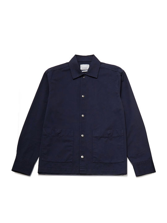 Nines Herrenhemd Overshirt Langärmelig Marineblau