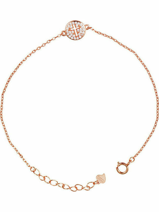 Slevori Women's Bracelet Chain with Cross design made of Silver Gold Plated