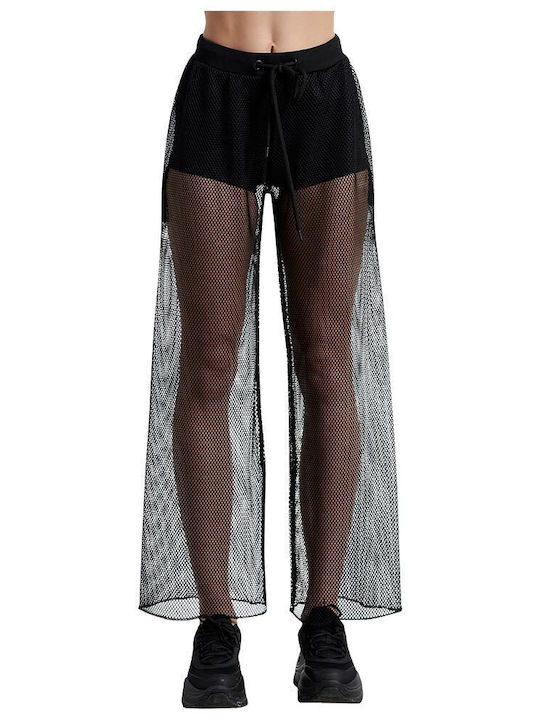 High Waist Sweatpants Wide Black