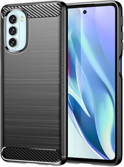 Hurtel Carbon Flexible Umschlag Rückseite Silikon Schwarz (Motorola Moto G51 5G)