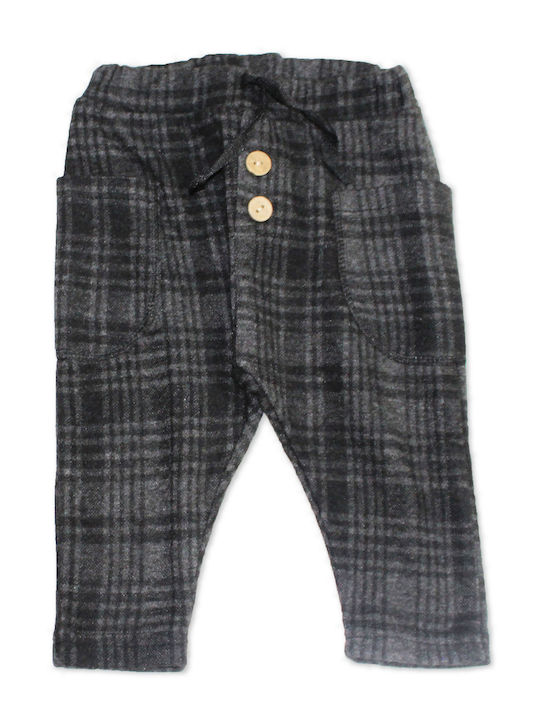 Baby boys' sweatpants plaid black (6-24 months)