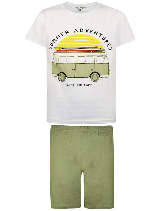 Energiers Set Top & Bottom Kids Summer Pyjamas White