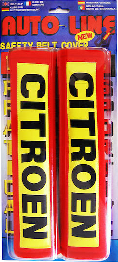 Autoline Set of 2pcs Car Seat Belt Pads Yellow Citroen