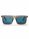 Chpo Bruce Men's Sunglasses with Gray Plastic Frame and Blue Mirror Lens 16132HC