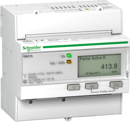 Schneider Electric iEM3110 Digital Pulse Counter for Electric Panel Rail Three-phase