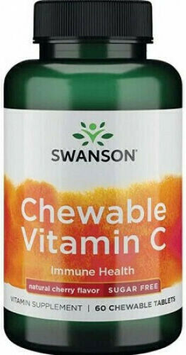 Swanson Chewable Vitamin C Βιταμίνη για Ενίσχυση του Ανοσοποιητικού, τo Δέρμα & Αντιοξειδωτική δράση 60 μασώμενες ταμπλέτες