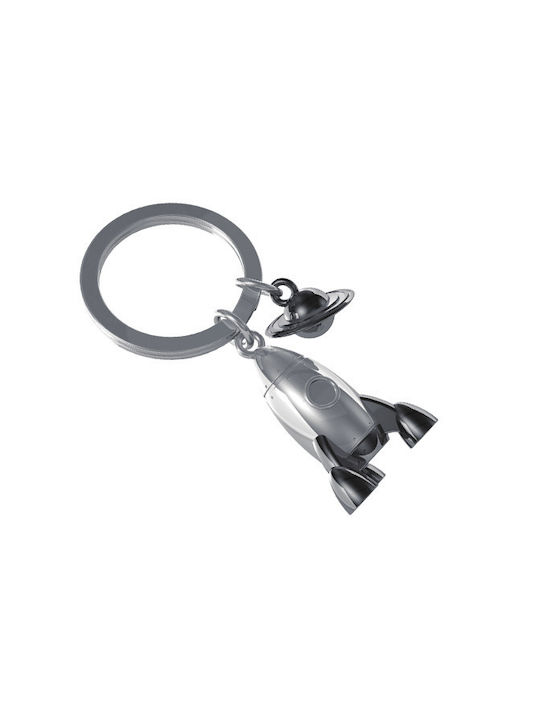 Metalmorphose Keychain Rocket Saturn Metallic Silver