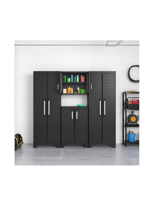 Shoe Cabinet Detroit XL Plastic with 2 Shelves Black 89x54x93cm