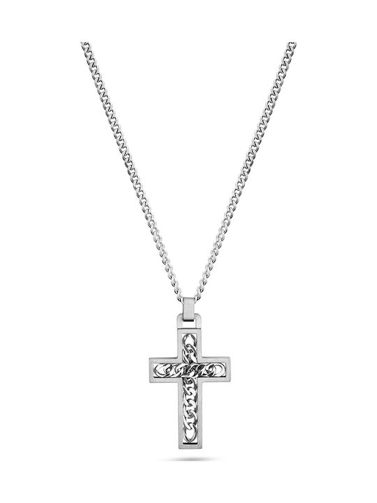 Police Men's Cross from Steel with Chain Crosse...