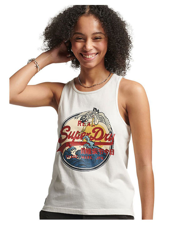 Ovin Vintage Narrative Women's Athletic Blouse Sleeveless White