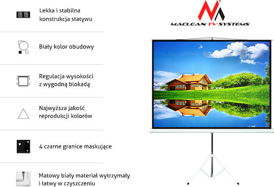 Maclean Energy Οθόνη Προβολής Projector Δαπέδου με Λόγο Εικόνας 4:3 240x180cm / 120"