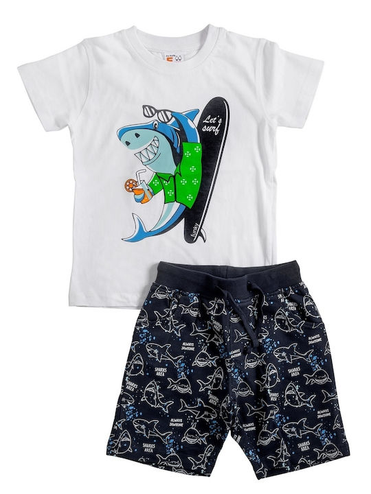 Funky Kids Set with Shorts Summer 2pcs White