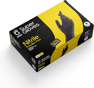 GMT Super Gloves Extra Strong Nitrile Examination Gloves Powder Free Black 1000pcs